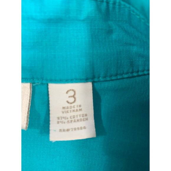 CHICO'S Light Jacket 3 L/XL Turquoise short sleeve Button Up Camp shirt Cover Up - Picture 9 of 10